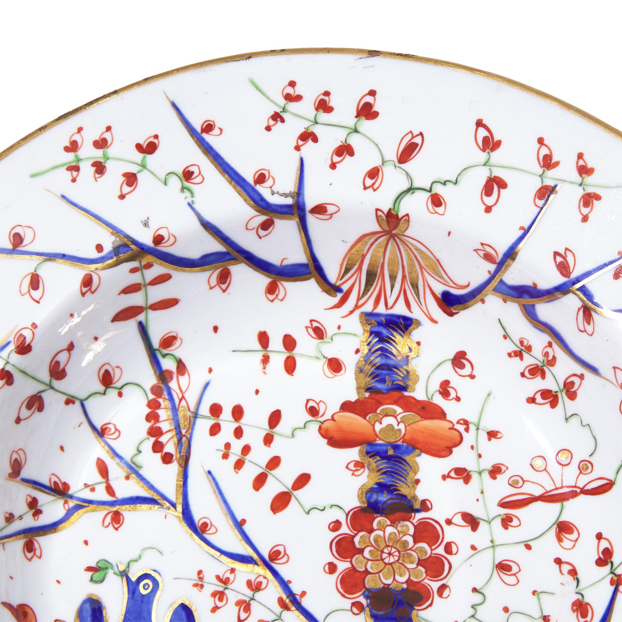 Three Royal Crown Derby Porcelain Chinoiserie Plates