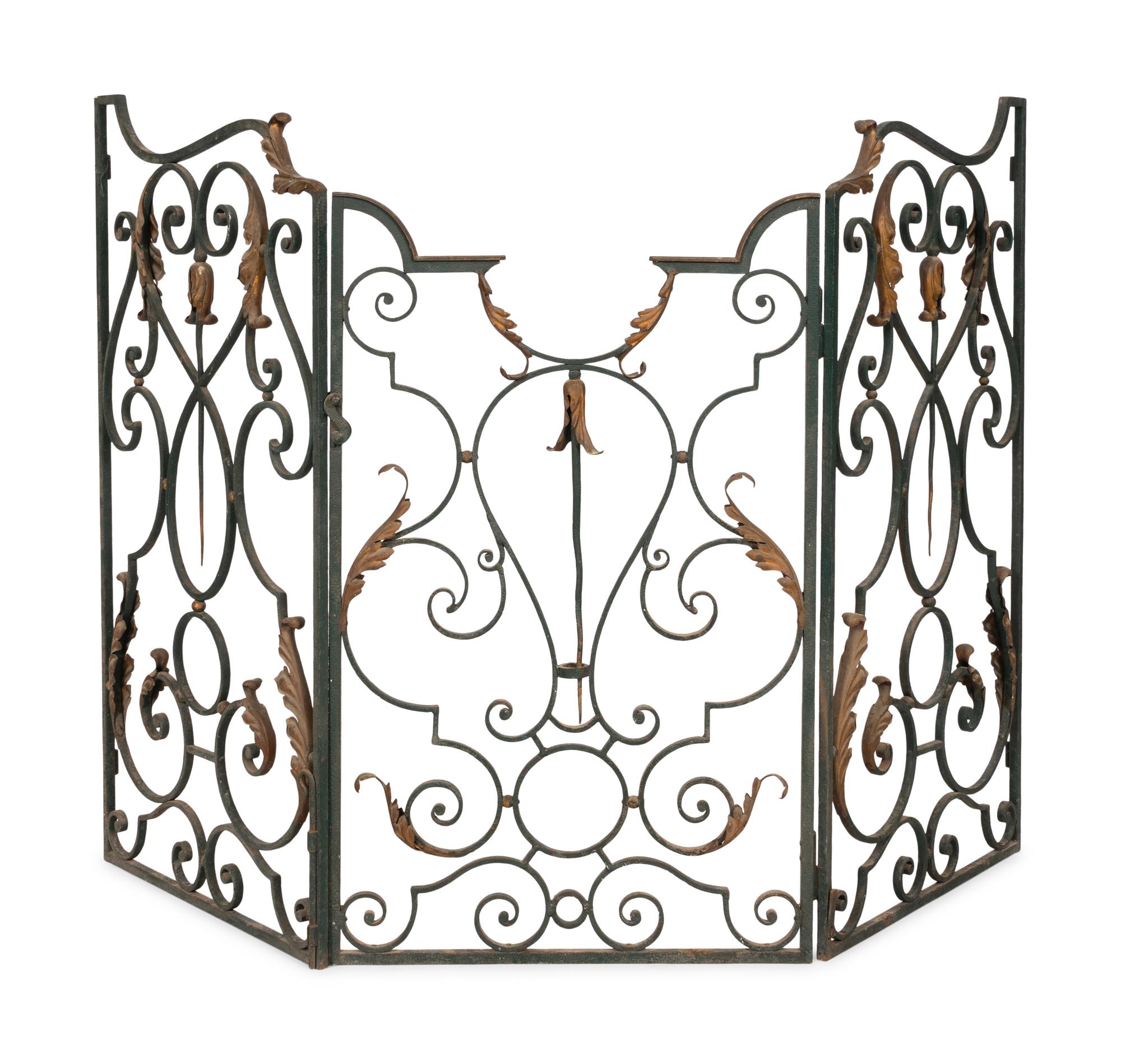 A Belle Époque Painted and Parcel Gilt Wrought Iron Architectural Fragment