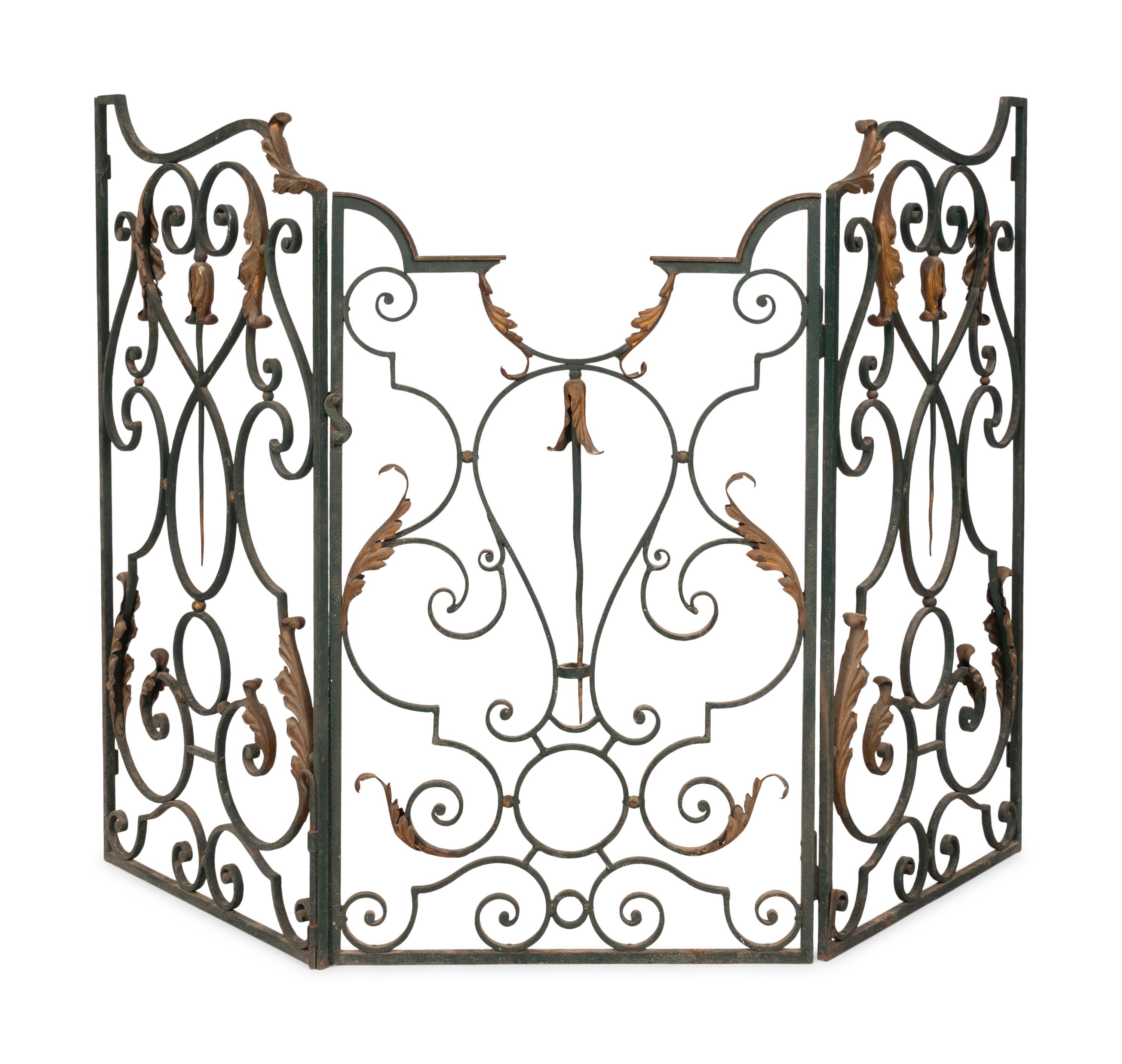A Belle Époque Painted and Parcel Gilt Wrought Iron Architectural Fragment