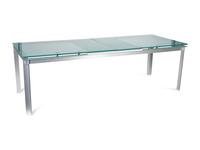 A Brushed Metal, Frosted Glass and Wood Atavola Extension Dining Table