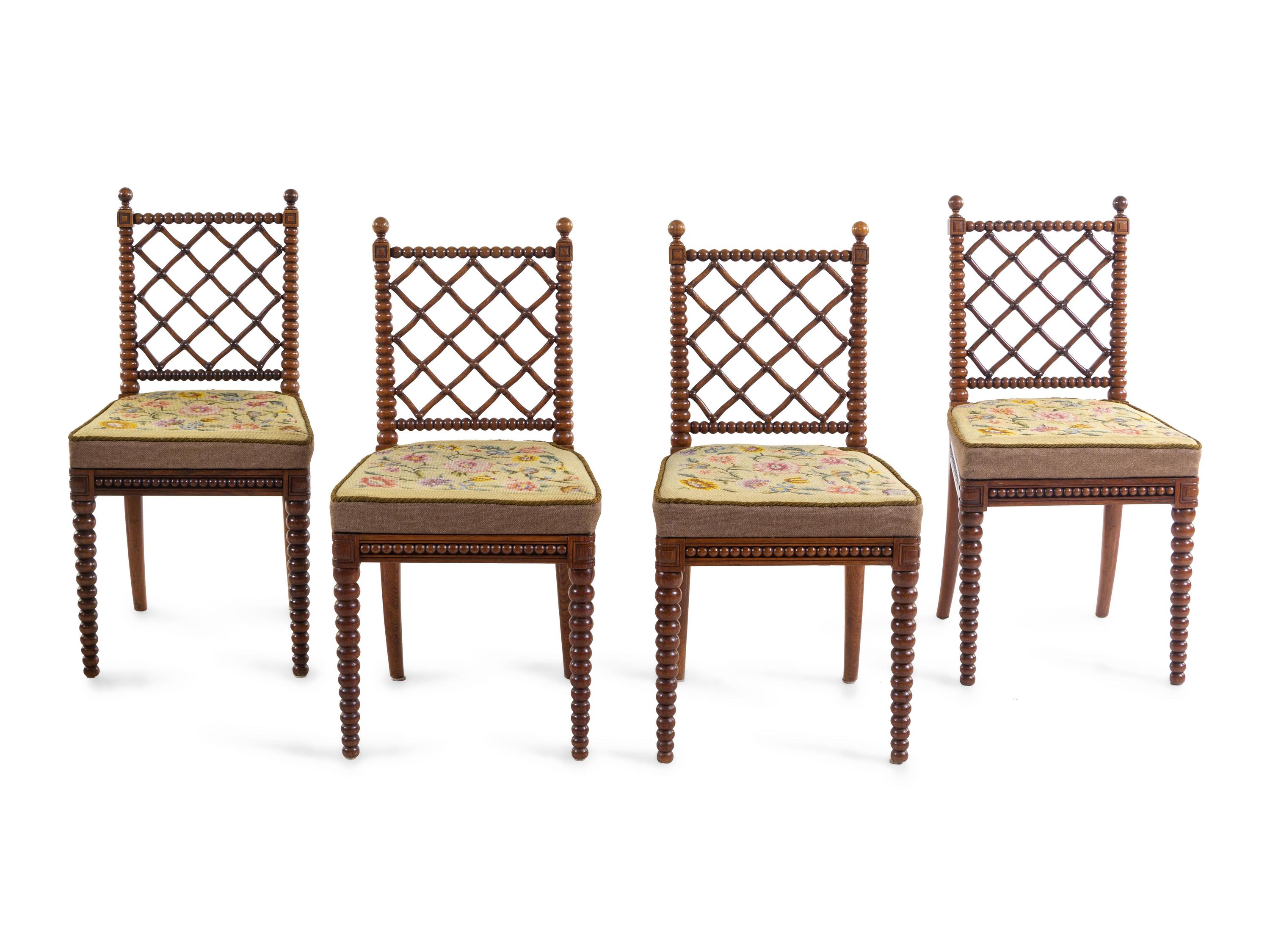 A Set of Victorian Oak Side Chairs