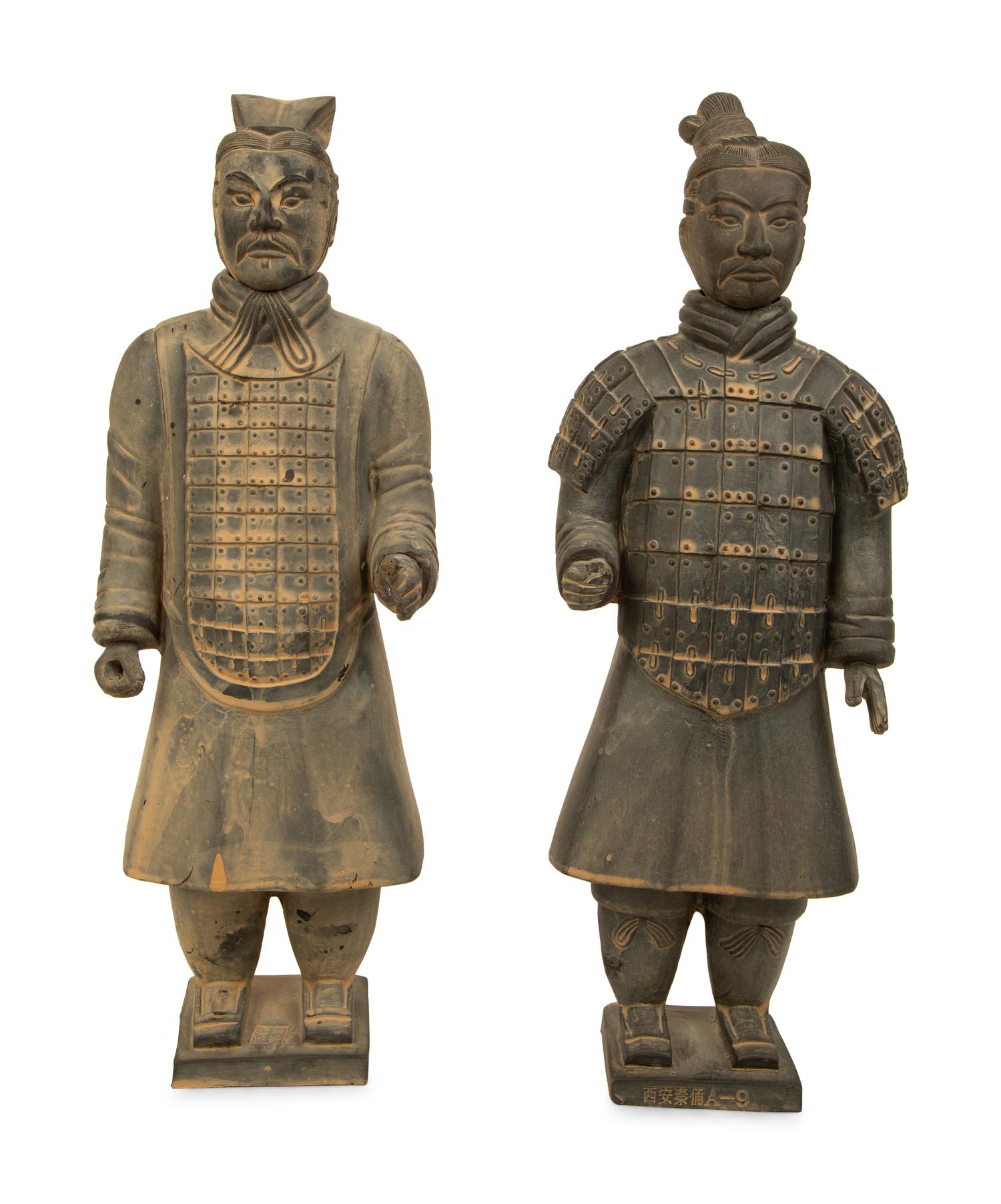 Two Chinese Terracotta Warrior Figures — 20TH CENTURY