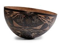 A Carved Gourd Bowl With Patriotic Motifs