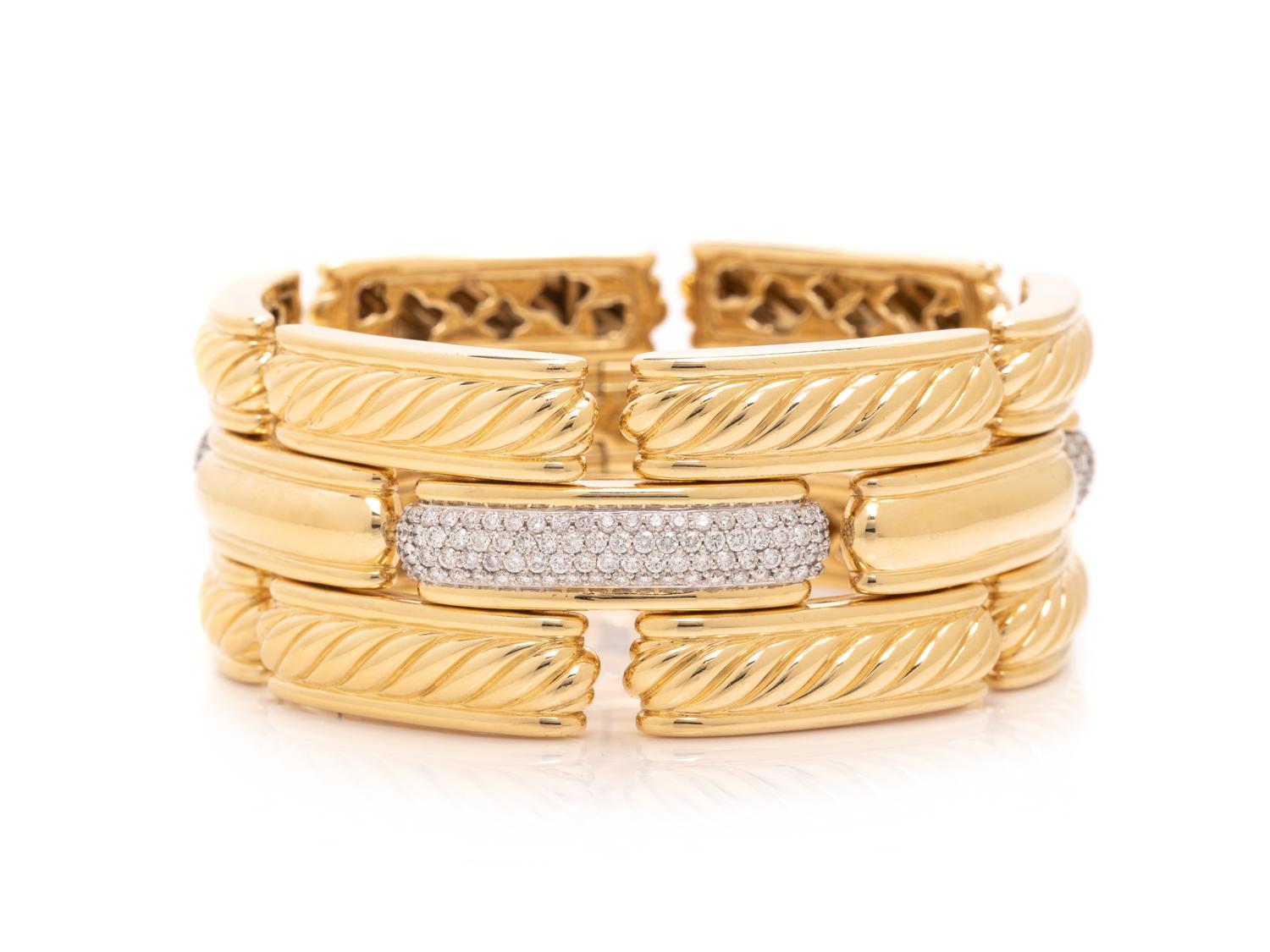 DAVID YURMAN, YELLOW GOLD AND DIAMOND BRACELET
