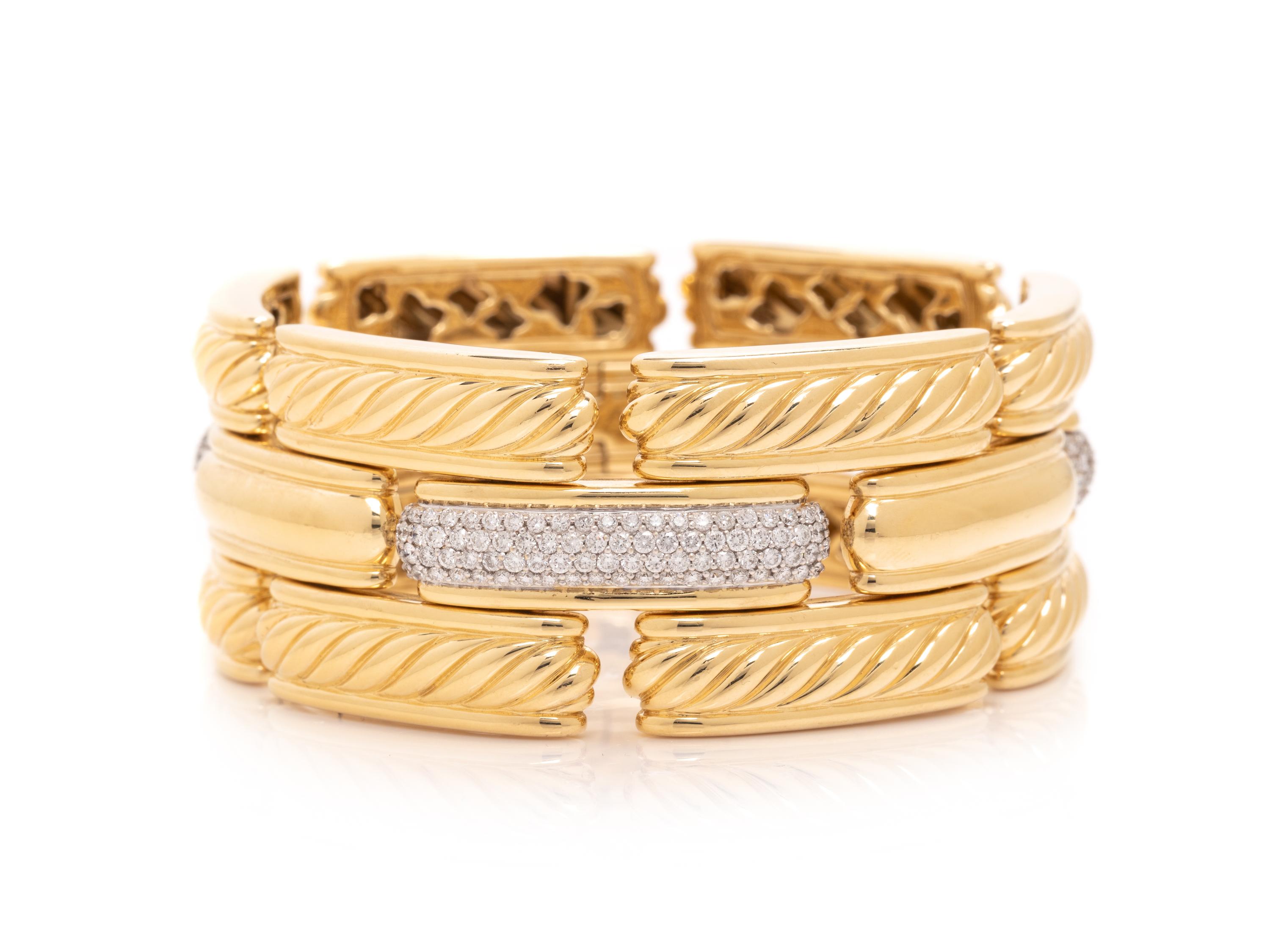 DAVID YURMAN, YELLOW GOLD AND DIAMOND BRACELET