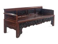 A Chinese Carved Zitan Day Bed, Luohanchuang