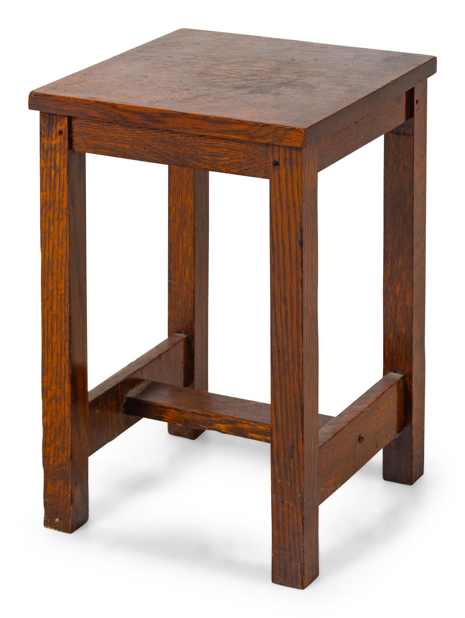 An American Arts and Crafts Oak Stool