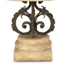 A Bronze and Stone Table with an Inlaid Stone Top