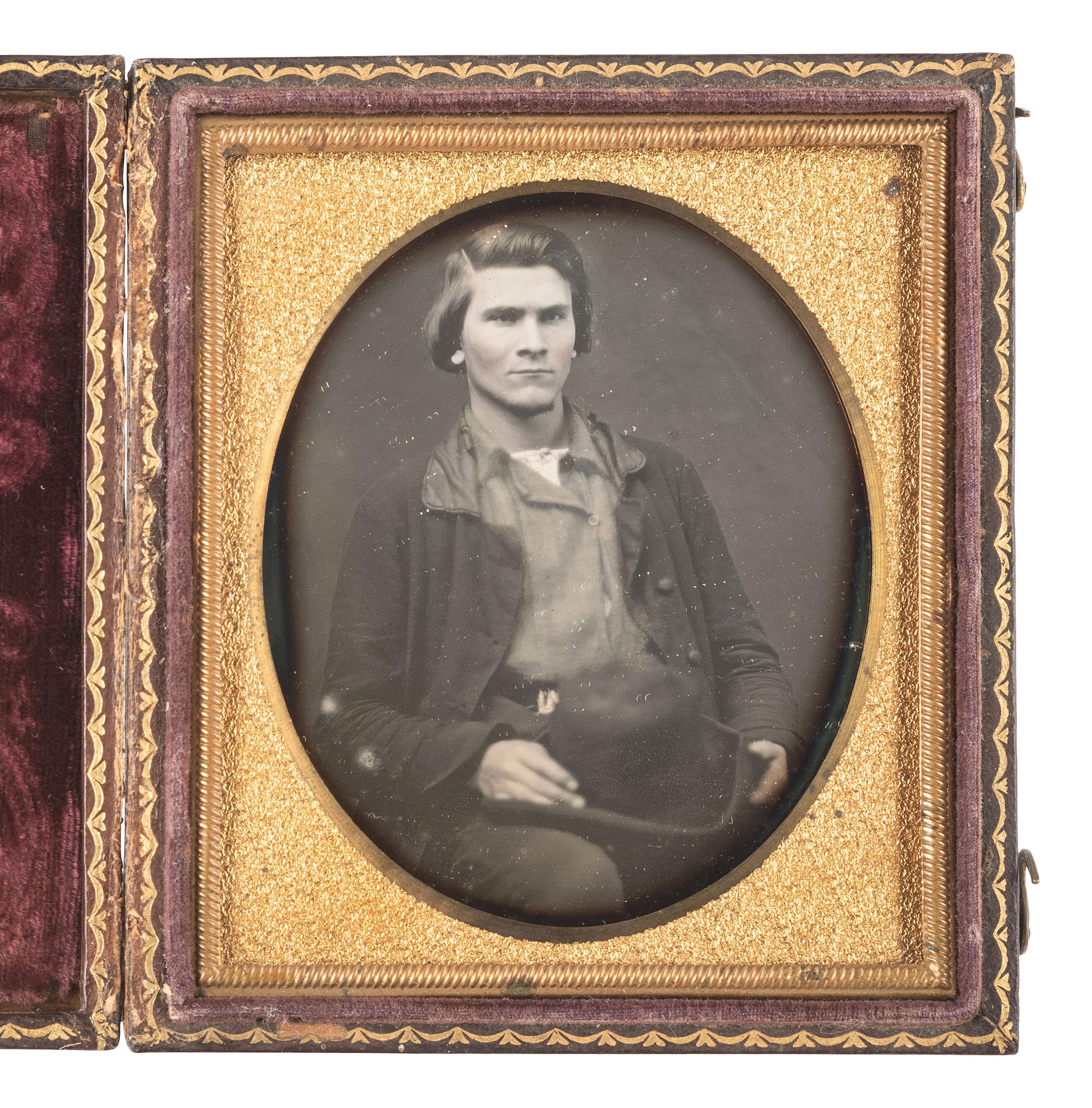[WESTERN AMERICANA - MINING]. Sixth plate daguerreotype of a possible gold miner identified as Lemuel L. Goodell.