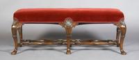 A Carved Mahogany Bench, Width 48 inches.