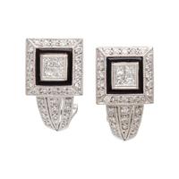 DIAMOND, ENAMEL, AND WHITE GOLD EARRINGS