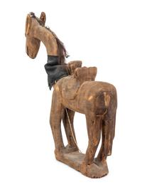 A Carved Wood Horse with Articulated Head