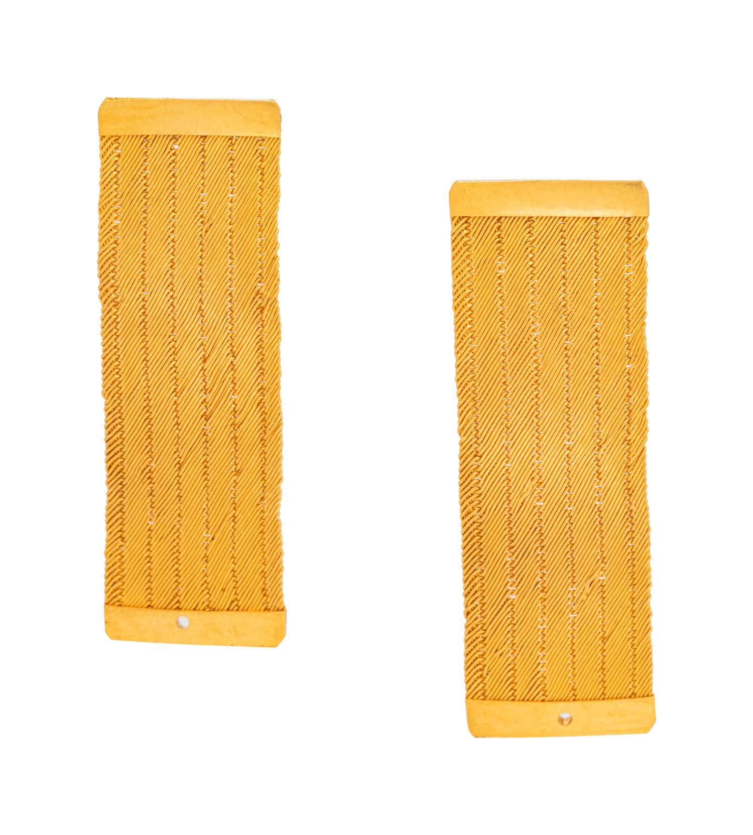 A Pair of 22 Karat Yellow Gold Earrings,