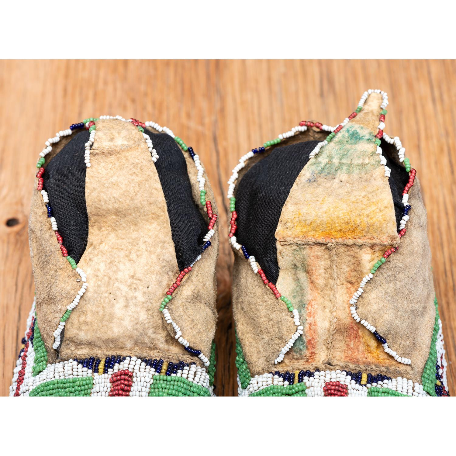 Northern Plains Beaded Hide Moccasins