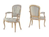 A Set of Six Louis XV Carved and Painted Fauteuils
