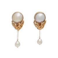 YELLOW GOLD AND CULTURED MABE PEARL CONVERTIBLE EARCLIPS