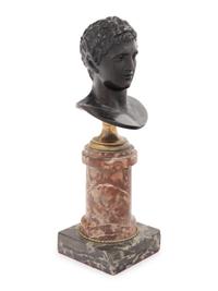 A Grand Tour Bronze Bust on a Bi-Color Marble Socle
