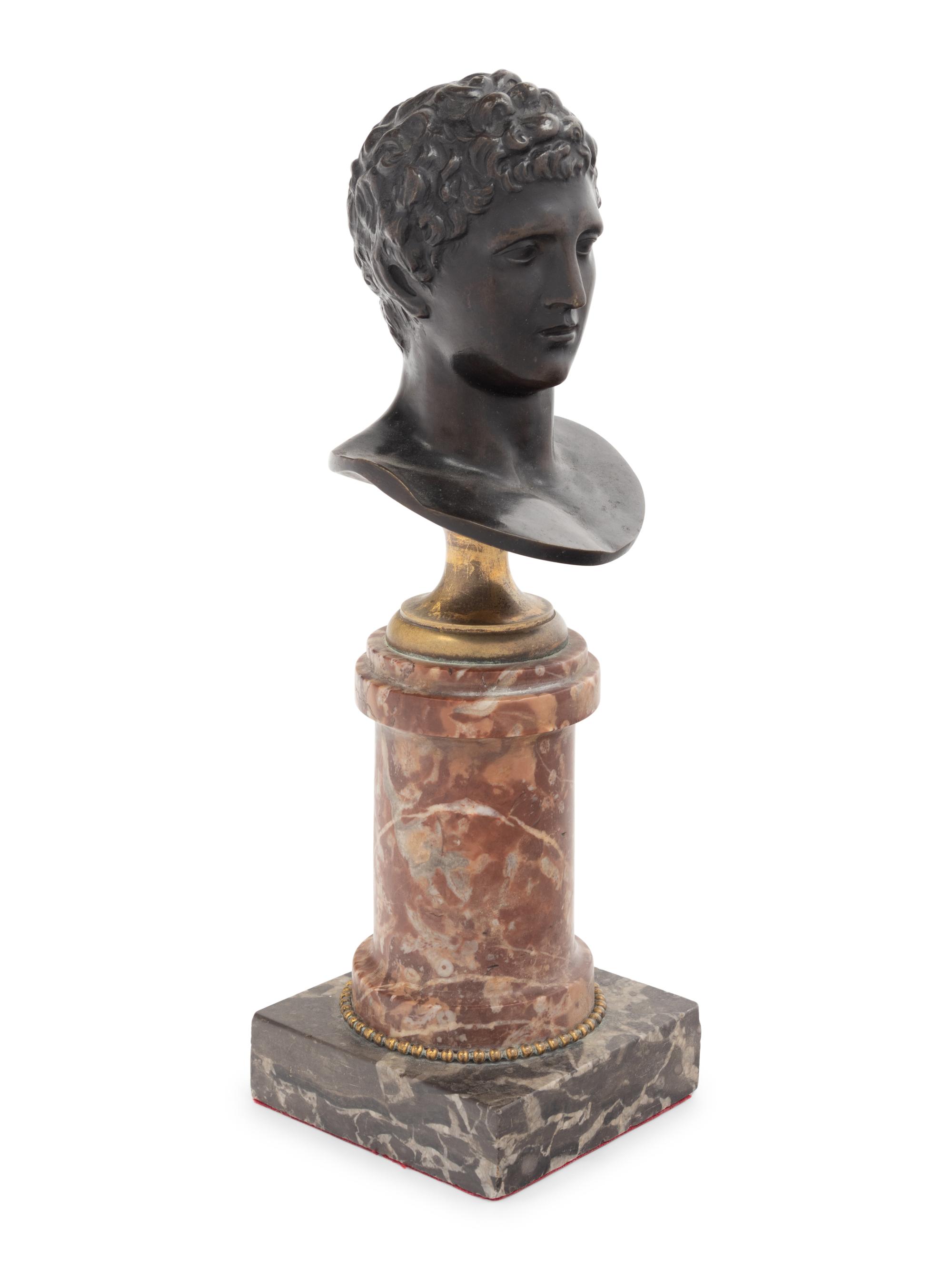A Grand Tour Bronze Bust on a Bi-Color Marble Socle