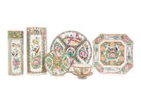 Six Chinese Export Rose Medallion Porcelain Articles