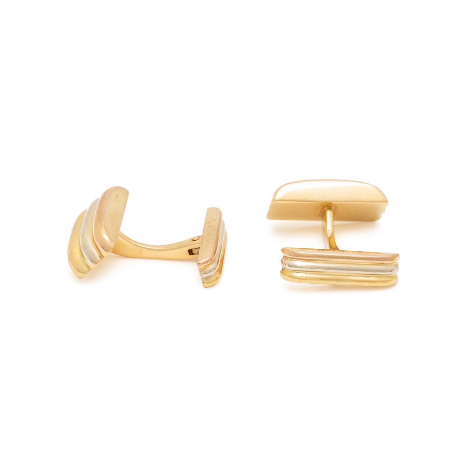 CARTIER, TRICOLOR GOLD CUFFLINKS