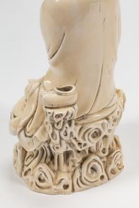 A Chinese Export White Glazed Porcelain Figure of a Seated Luohan