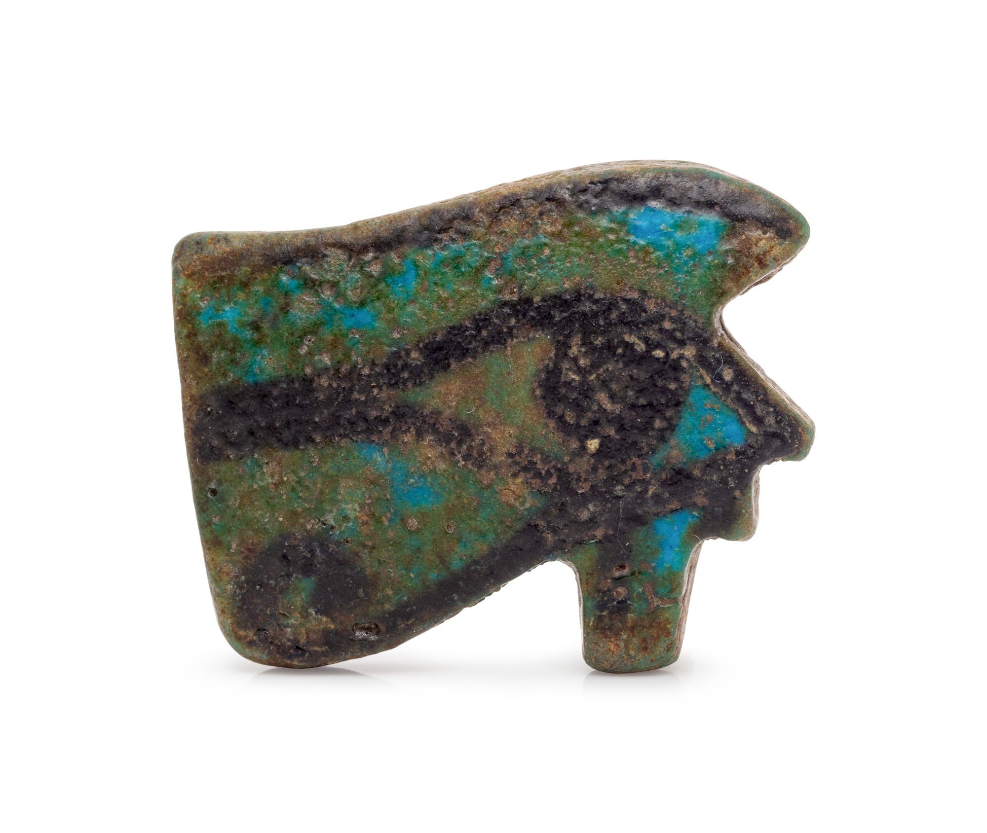 A Possibly Ancient Painted Hard Stone Eye of Ra Bead, Egyptian,