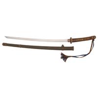 Signed WWII Japanese Shin Gunto with Officer's Sageo and Family Mons to Both Habaki and Kashira