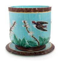 An English Majolica Jardinière and Underplate