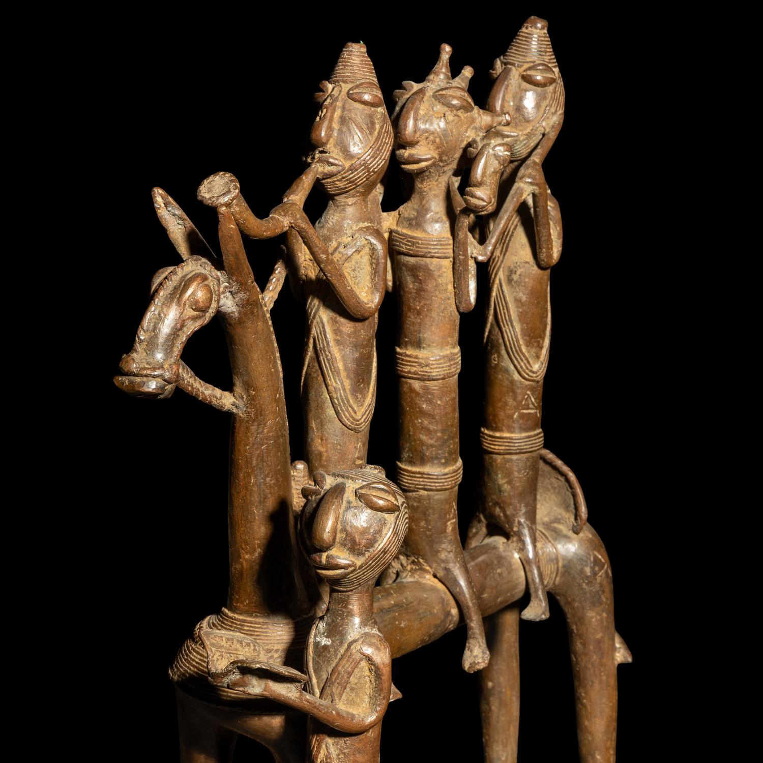 Two Benin Style Bronze Sculptures