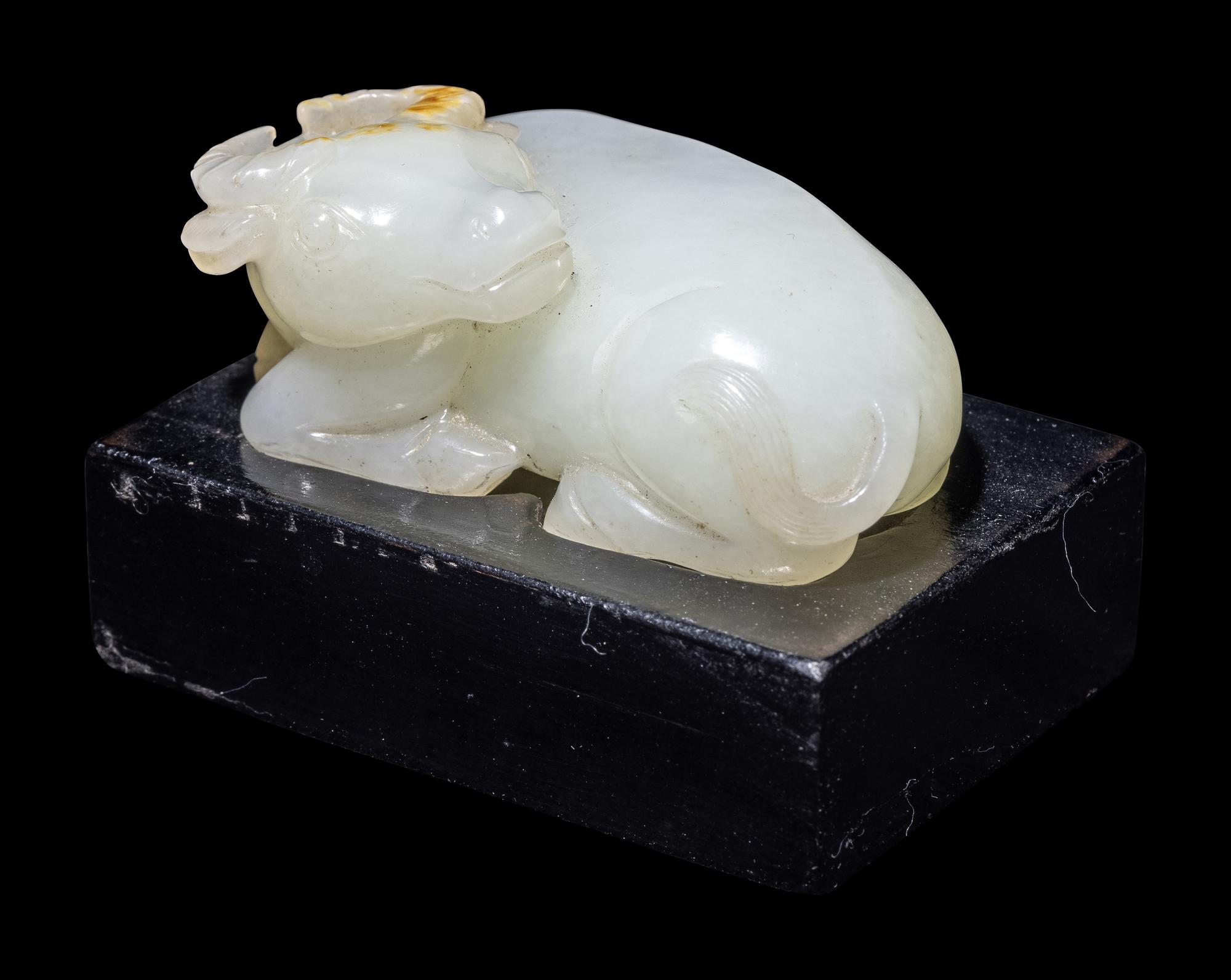 A Chinese Jade Figure of a Buffalo