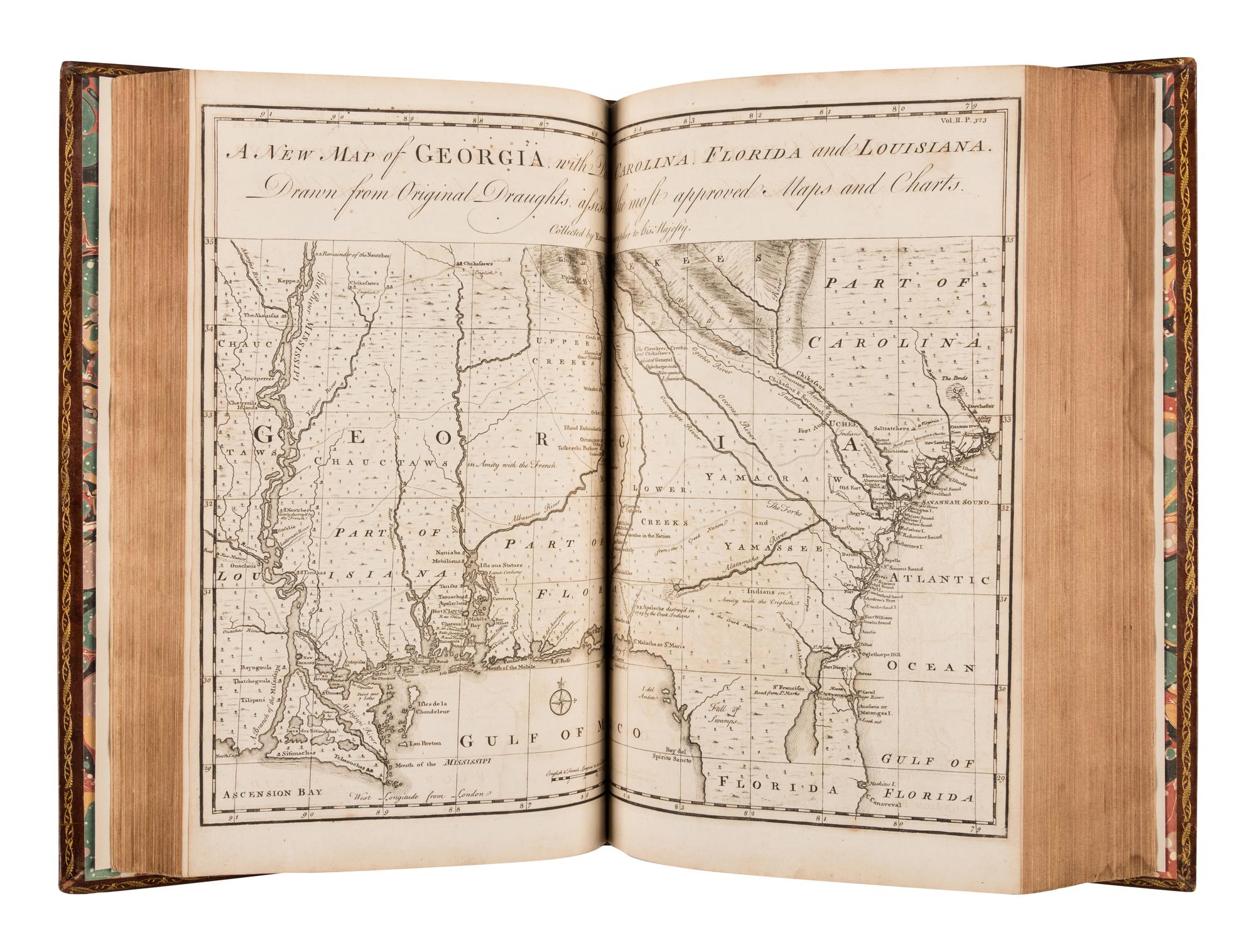 [TRAVEL & EXPLORATION]. -- HARRIS, John (1667?-1719). Navigantium atque Itinerantium Bibliotheca. Or, a Complete Collection of Voyages and Travels . London: Printed for T. Woodward, A. Ward, S. Birt, D. Browne, et al., 1744-1748.