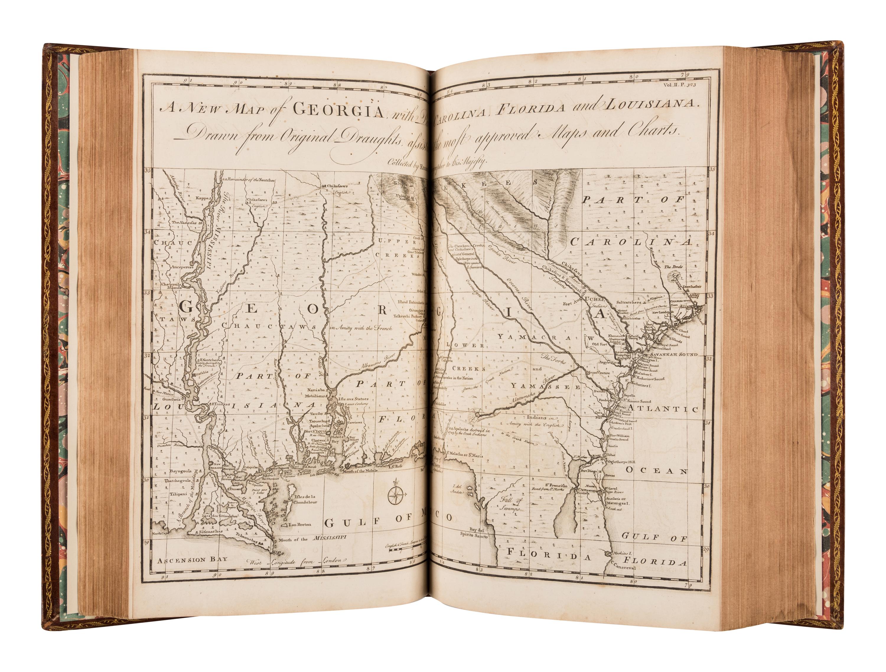[TRAVEL & EXPLORATION]. -- HARRIS, John (1667?-1719). Navigantium atque Itinerantium Bibliotheca. Or, a Complete Collection of Voyages and Travels . London: Printed for T. Woodward, A. Ward, S. Birt, D. Browne, et al., 1744-1748.