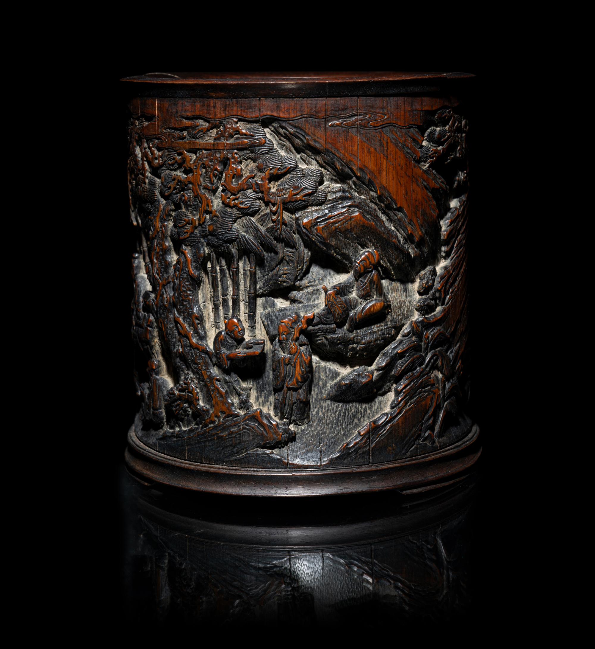 A Chinese Carved Bamboo Brushpot, Bitong