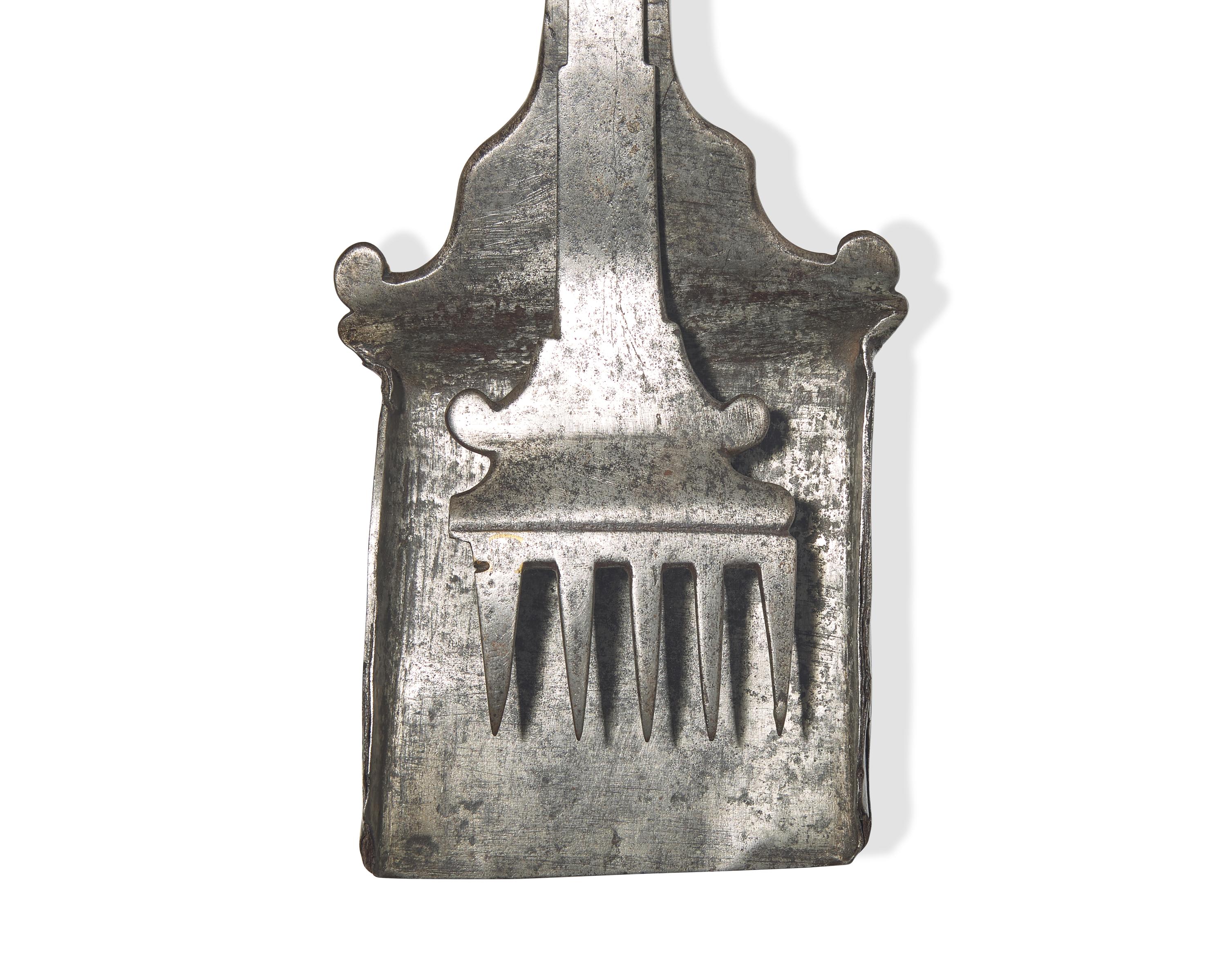 An Unusual Wrought Iron / Steel Peel with Adjustable Fork