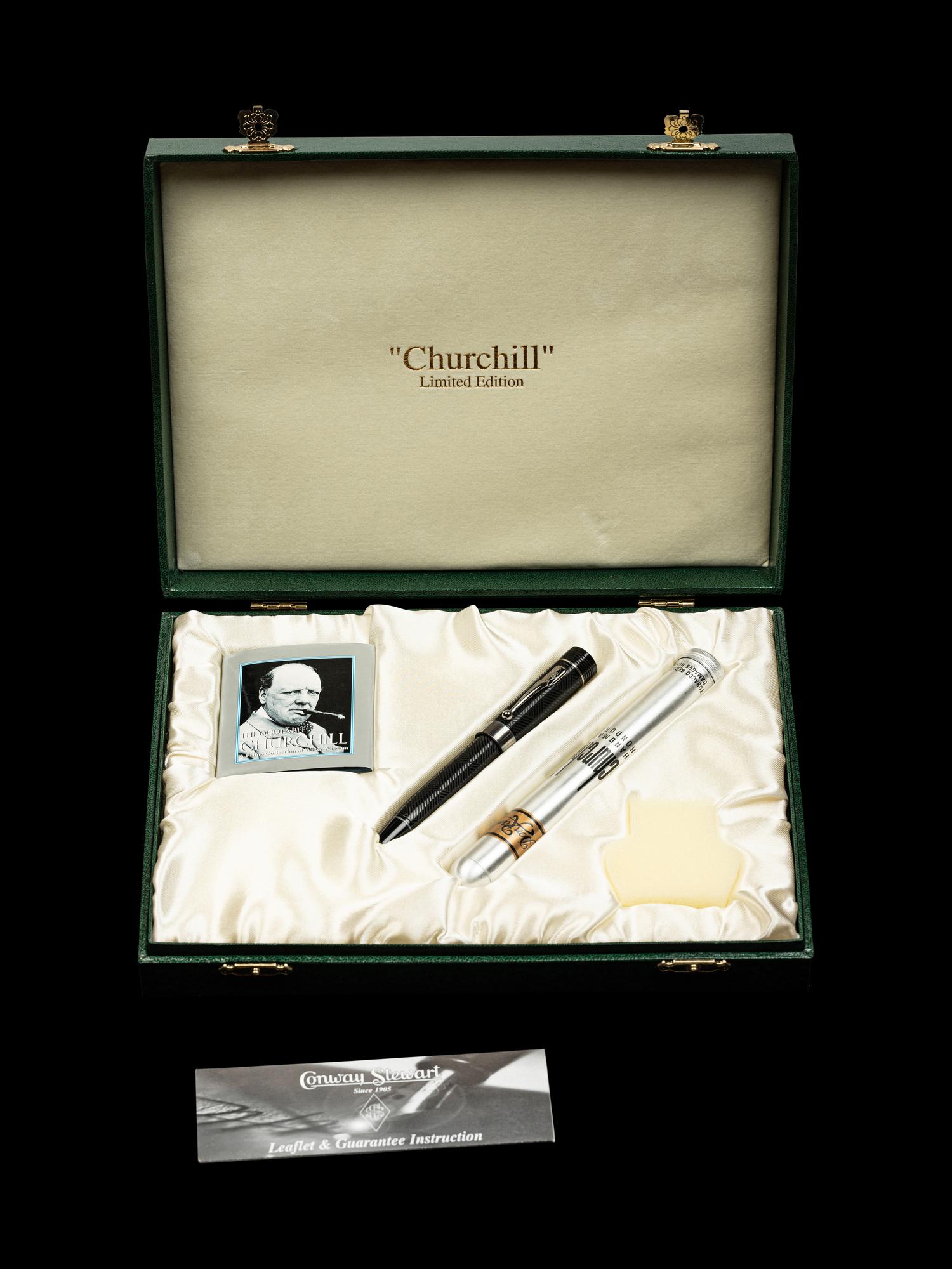 Conway Stewart: Churchill-Ebonite and Silver Trim Limited Edition Rollerball Pen