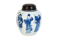A Chinese Blue and White Porcelain Ginger Jar with Figural Decoration — 19TH CENTURY