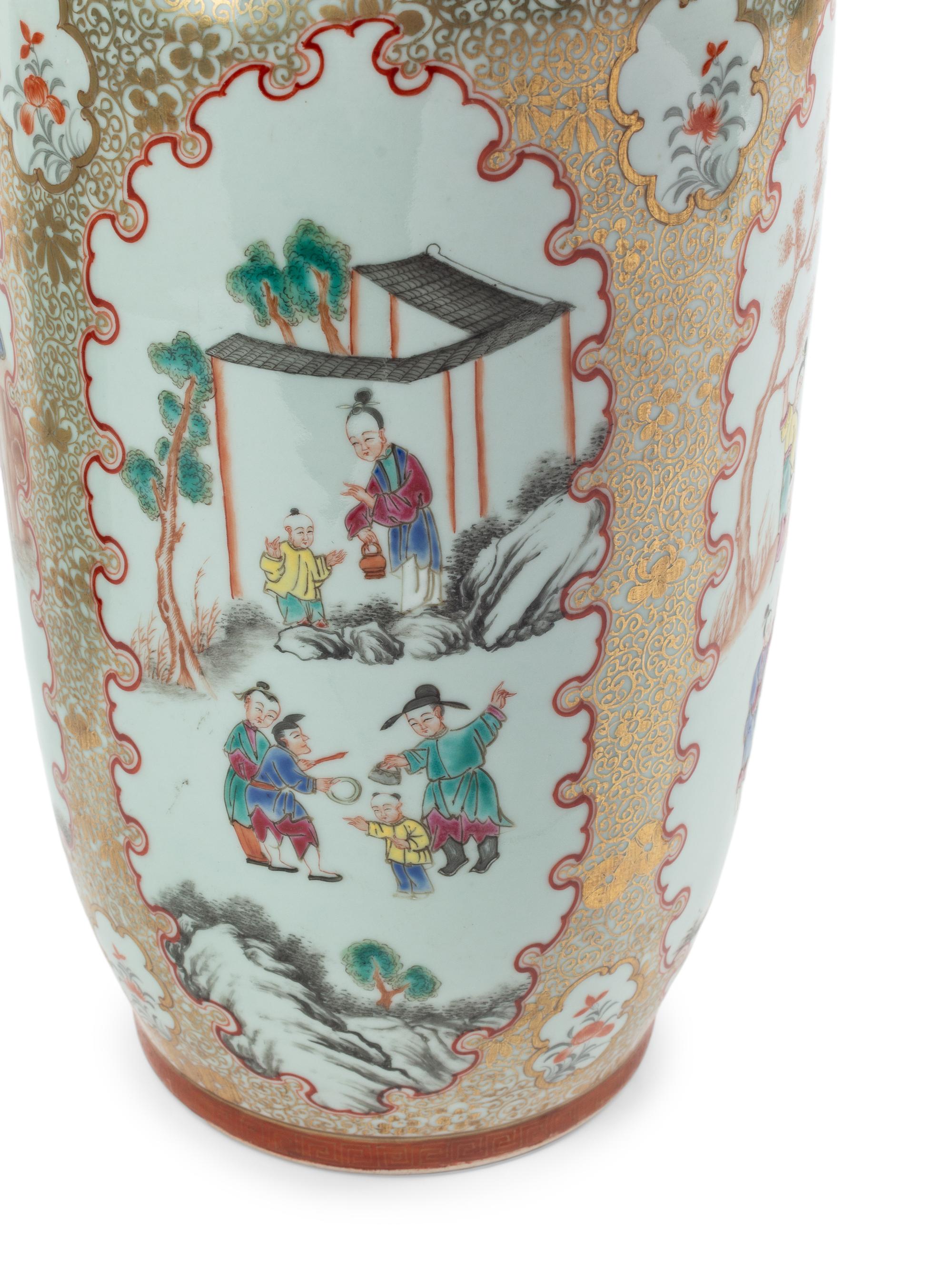 A Pair of Chinese Porcelain Rouleau Vases