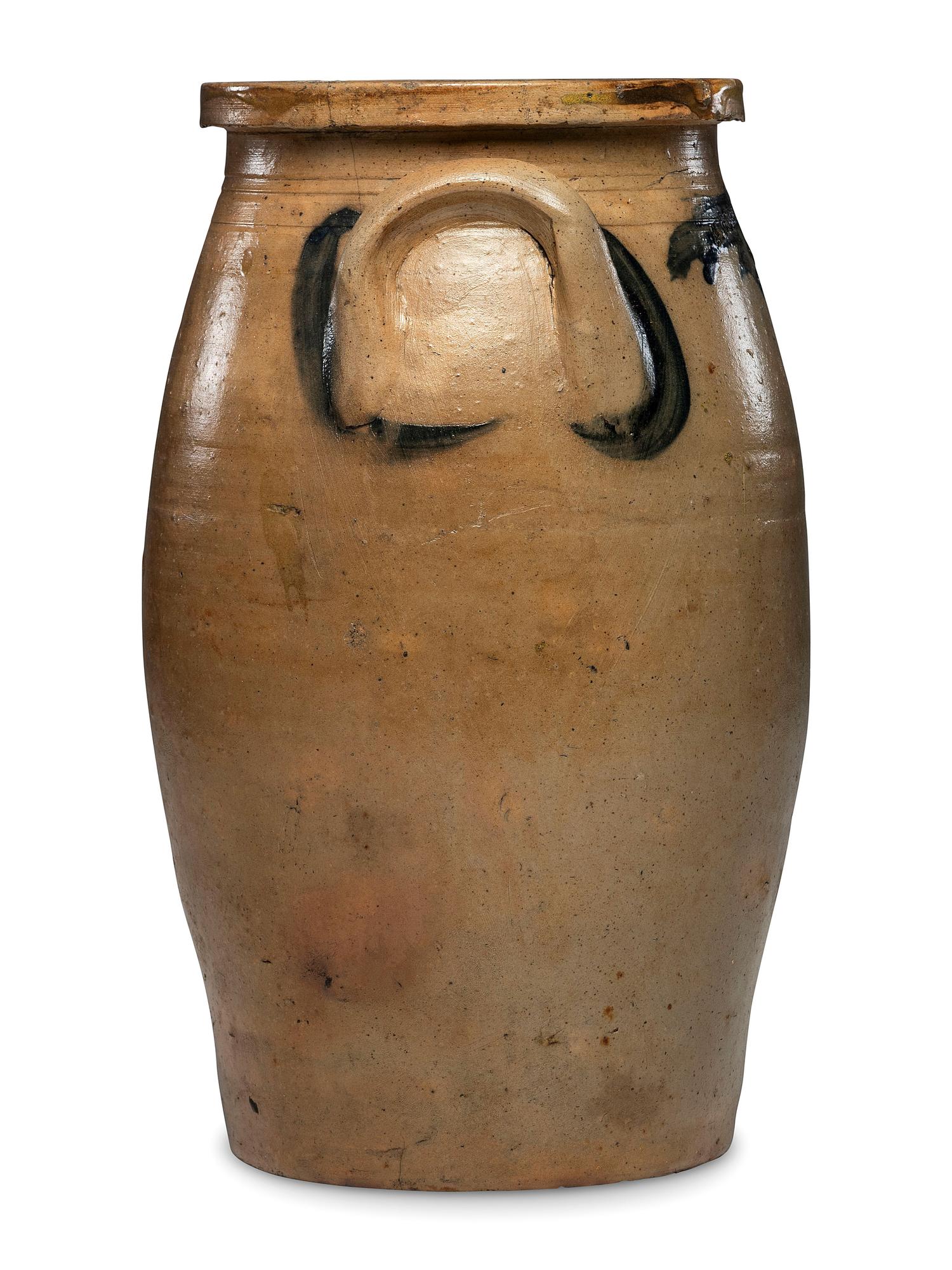 A Moore and Colvin Three-Gallon Ovoid Stoneware Crock