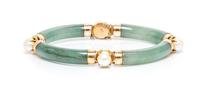A Collection of 14 Karat Yellow Gold, Jadeite Jade and Cultured Pearl Jewelry 31.50 dwts.