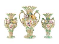 A Paris Porcelain Three Piece Garniture