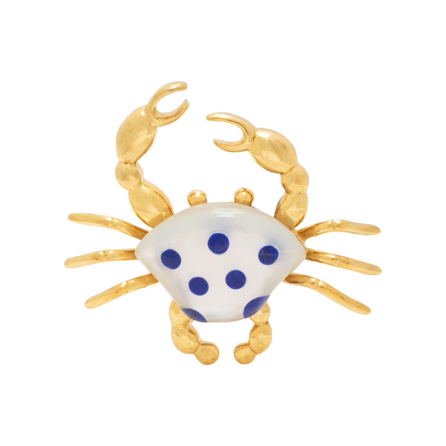 ASCH GROSSBARDT, YELLOW GOLD CRAB BROOCH