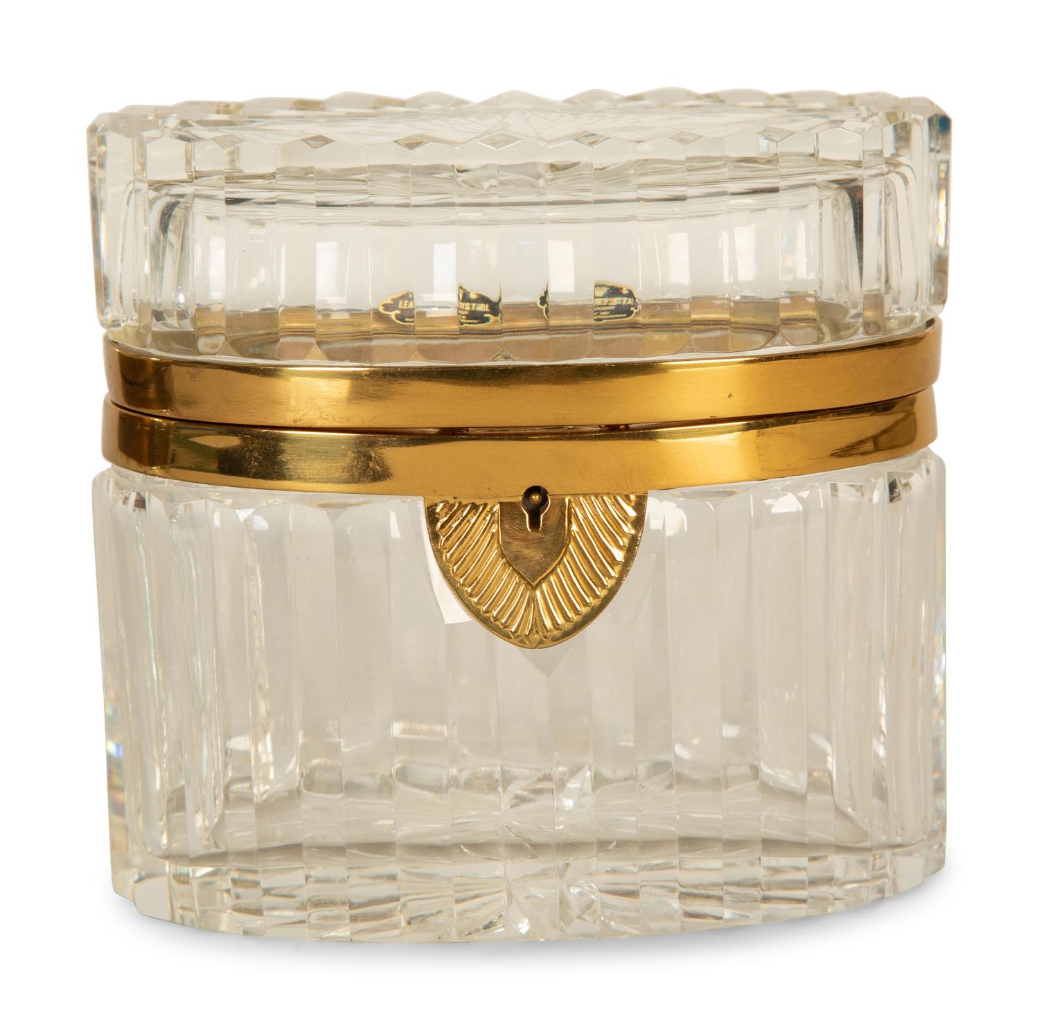 Two Continental Gilt Metal Mounted Cut Glass Dresser Boxes