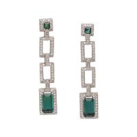 GREEN TOURMALINE AND DIAMOND EARCLIPS