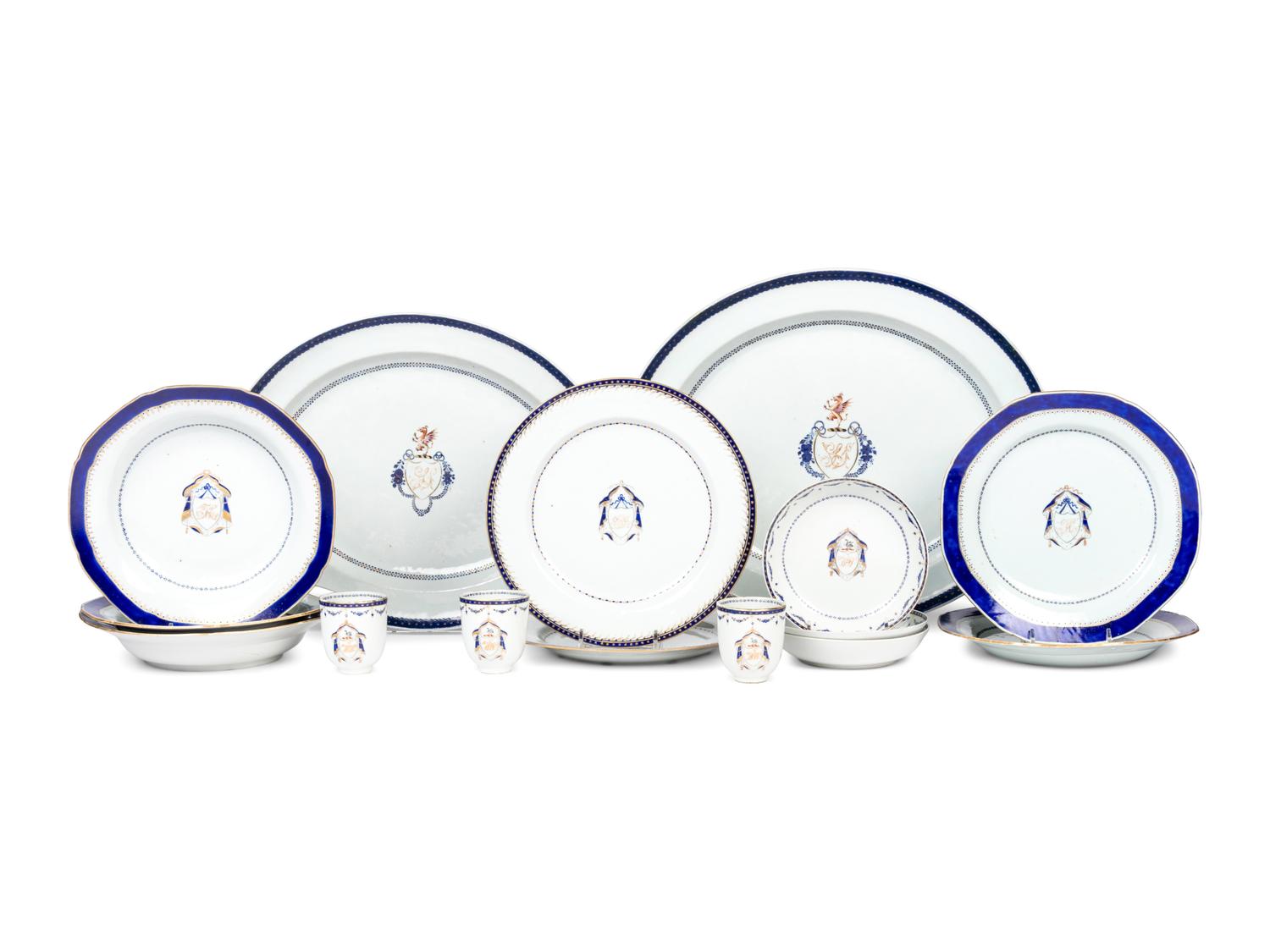 A Group of Chinese Export Armorial Porcelain