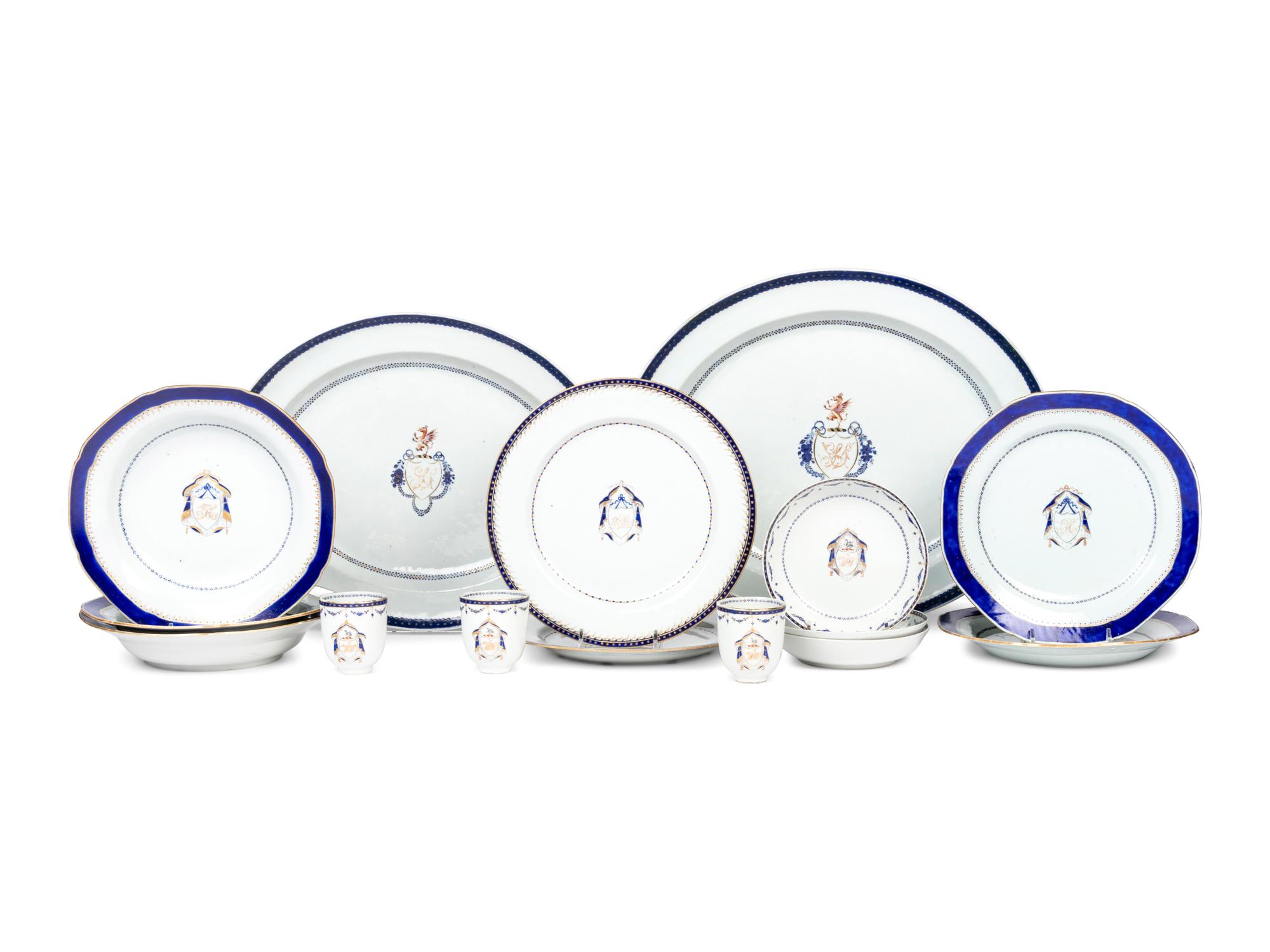 A Group of Chinese Export Armorial Porcelain