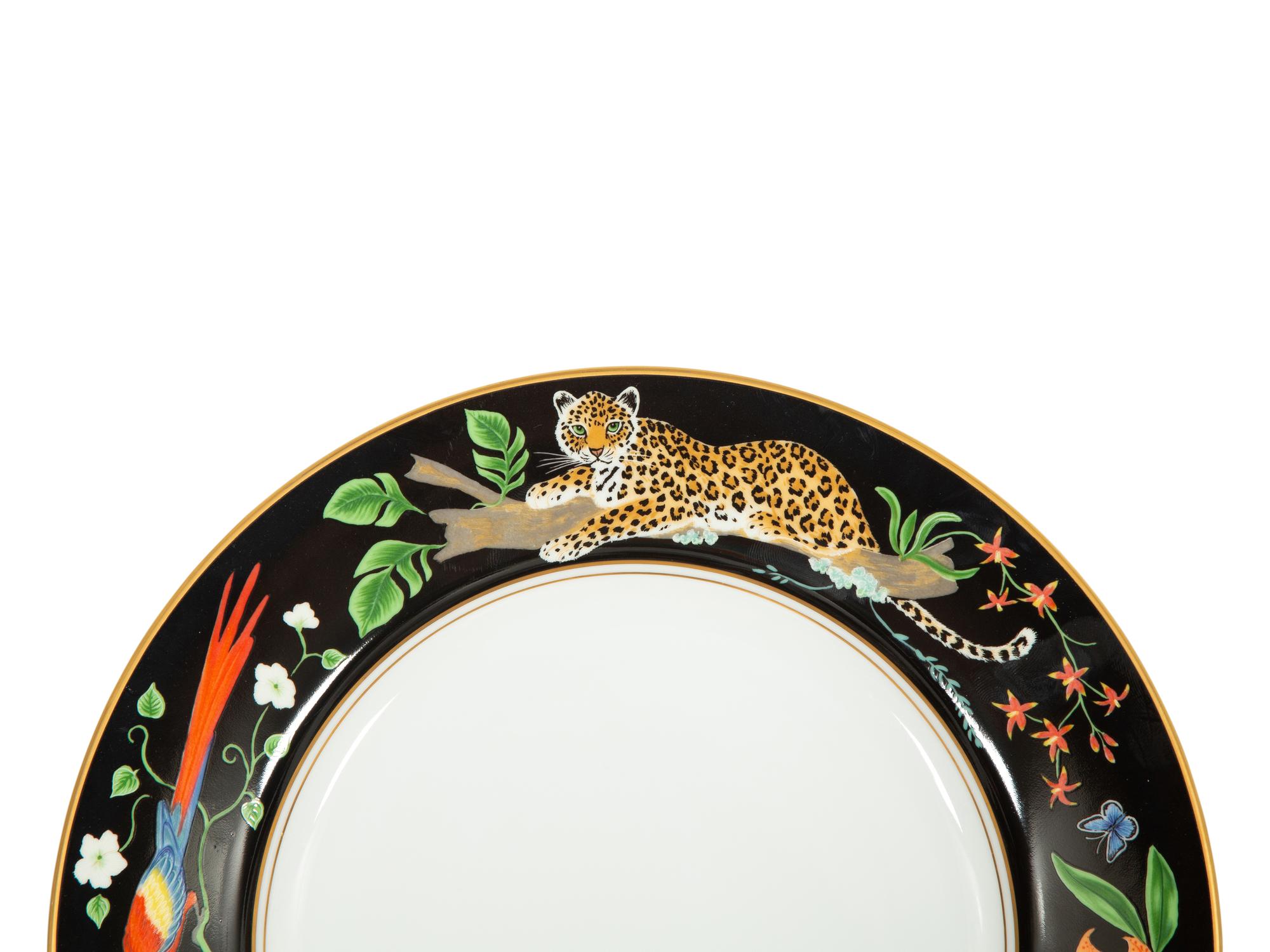 A Lynn Chase Porcelain Jaguar Jungle Dinner Service