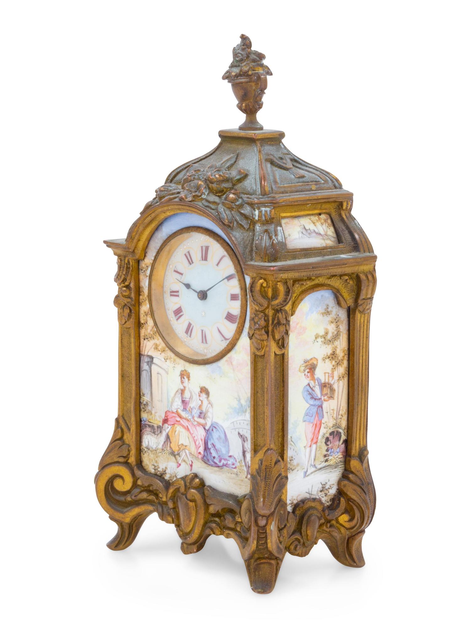 An Austrian Enameled Miniature Clock