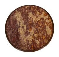 Two Louis XVI Style Carved Walnut Side Tables with Inset Marble Tops