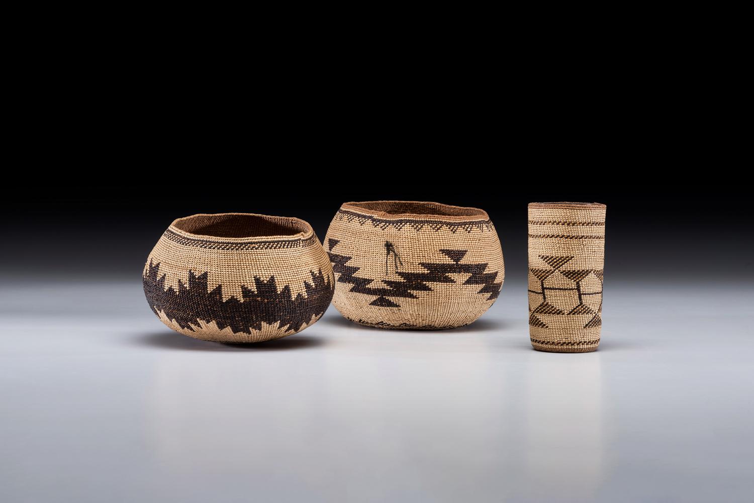 Basketry Bowls and Covered Bottle