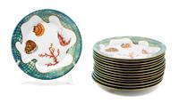 Fourteen Lynn Chase Porcelain Salad Plates Diameter: 8 3/4 inches.